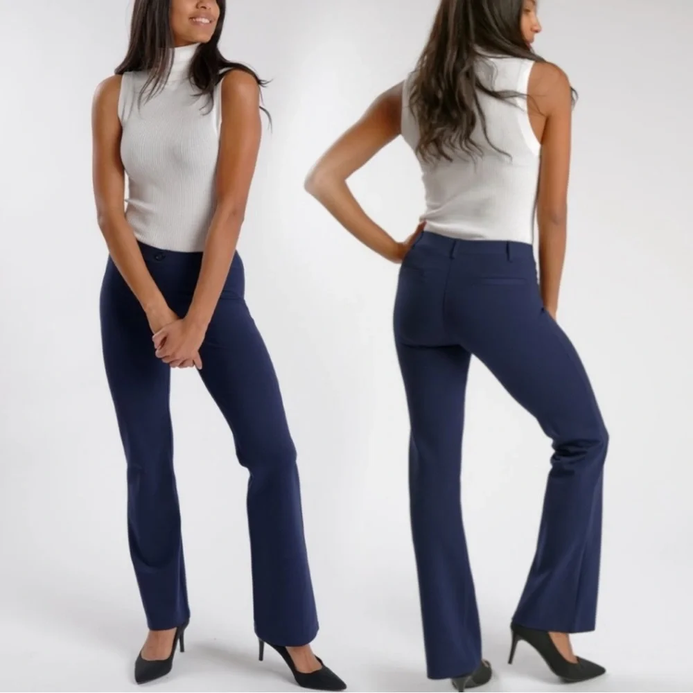 Betabrand Boot-Cut Classic Dress Pant Yoga Pants in Navy